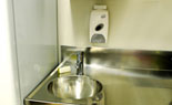 Handwashing facilities in kitchen.
