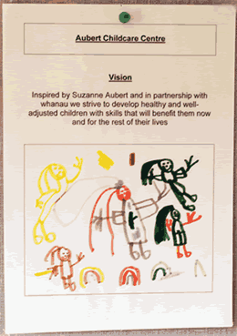 Aubert childcare centre vision with child's stick-figure drawing